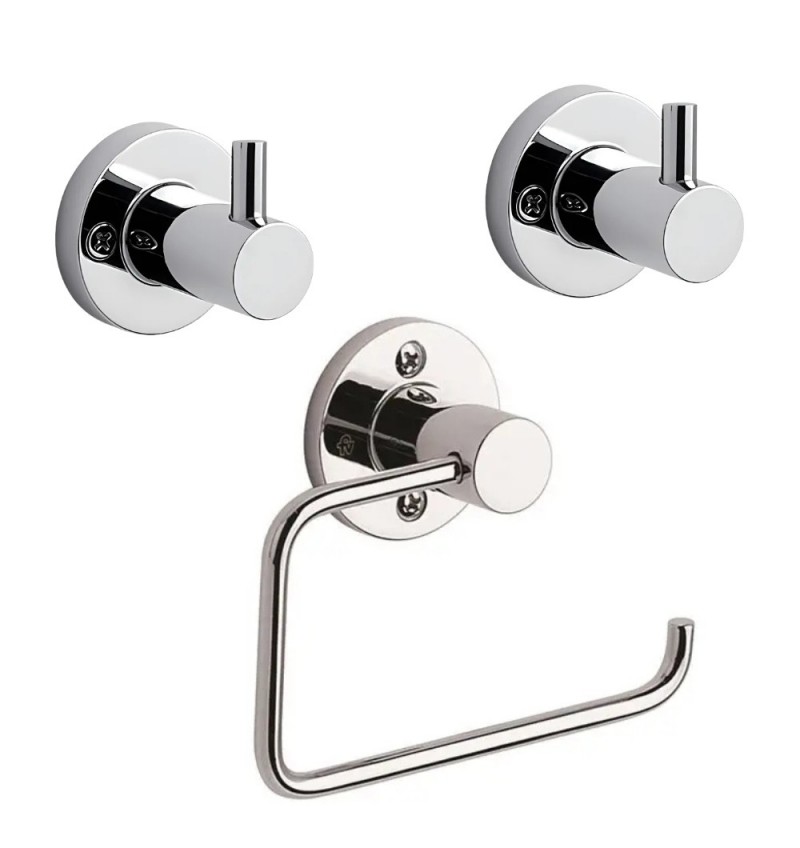 Combo Accesorios para Baño FV Arizona Perchas x 2 + Porta Rollo