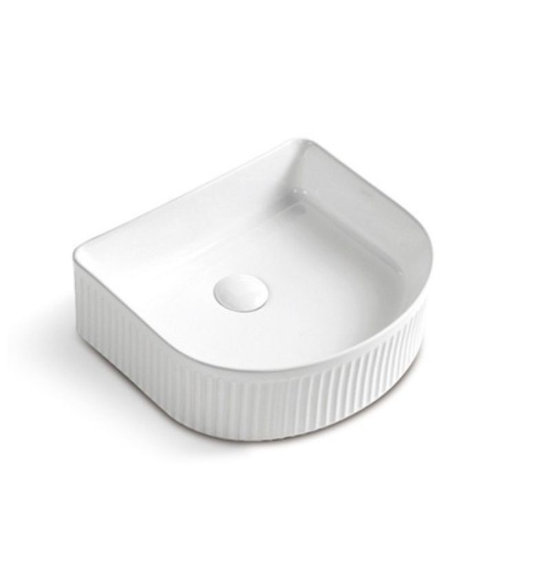 Bacha de Apoyar Denia PL Semi Circular con Sopapa 40x35x13cm