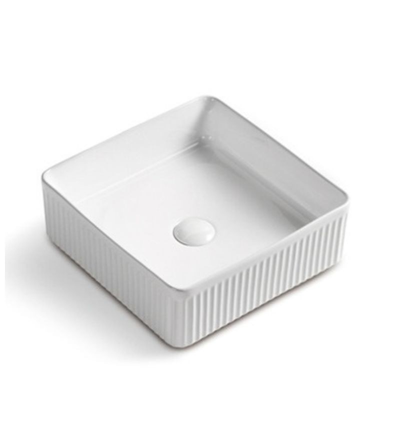 Bacha de Apoyar Denia PL Cuadrada con Sopapa 387x38x13cm Color Blanca