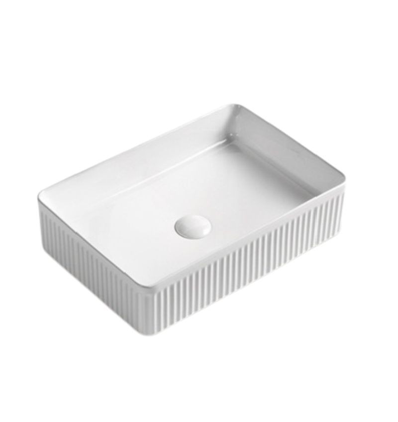 Bacha de Apoyar Denia PL Rectangular con Sopapa 50x34x13cm Blanca