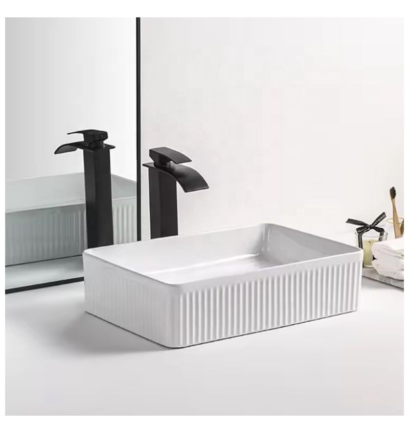 Bacha de Apoyar Denia PL Rectangular con Sopapa 50x34x13cm Blanca